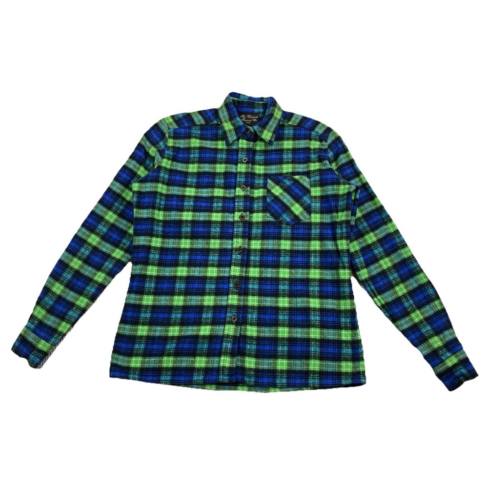 The Vermont Flannel Co Shirt Button Up Green Blue Plaid‎ Men's Small